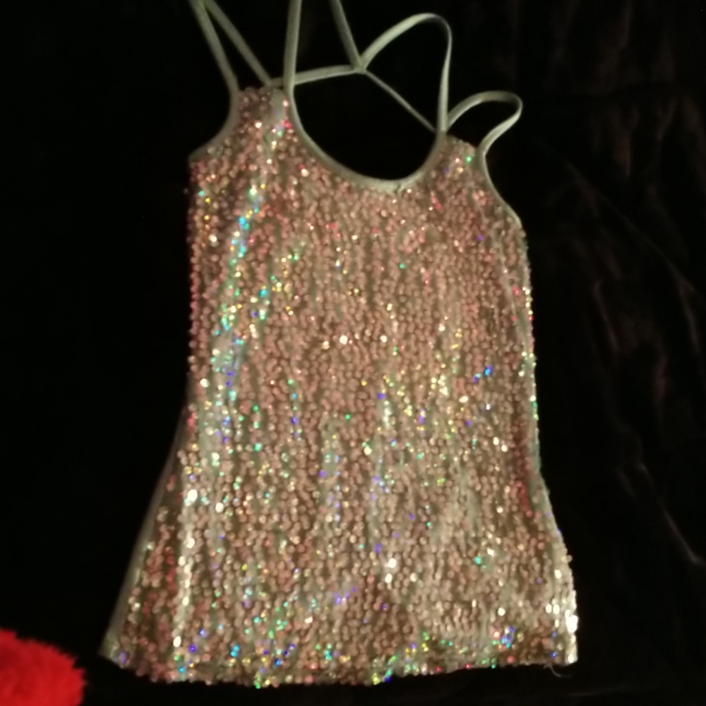 Strappy sequin tank
